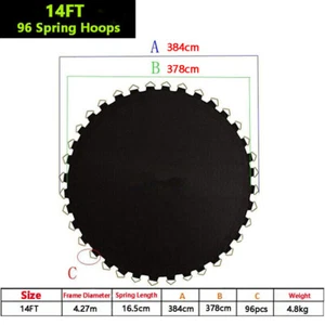 14ft Centra Replacement Trampoline Mat Round Spring Top Pad 96pcs Spring Hoops - Picture 1 of 8