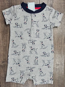 Baby Boy Clothes New Gymboree 6-12 Month Gray Dog Gazebo Party Romper Outfit - Picture 1 of 3