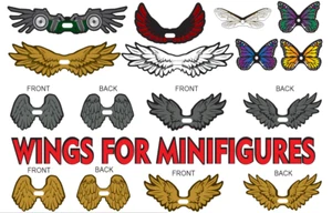 Custom cut: UV printed WINGS : Includes LEGO® Neck bracket & tile for attachment - Picture 1 of 38