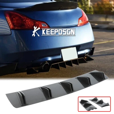Para Infiniti G37 G35 G25 aparência de carbono lábio traseiro para-choque difusor barbatana de tubarão spoiler - Imagem 1 de 4
