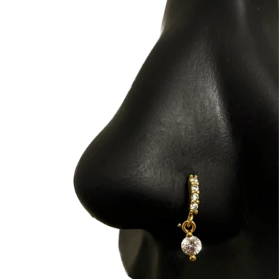 Висячий бриллиант нос обруч 20 калибра 8 мм хирургическая сталь гипоаллергенное носовое кольцо - Изображение 1 из 3