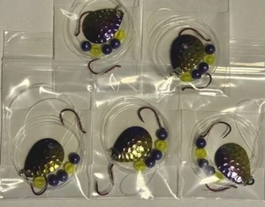 5 Spinner Rigs Walleye Crawler Harness # 3 UV Colorado Blades - Picture 1 of 1