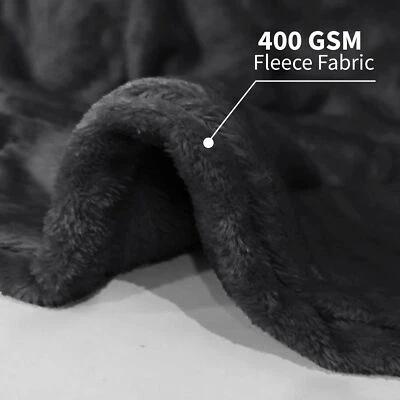 Black Mink Fleece Throws Super Soft Reversible Twin Queen Size Sofa Bed Blanket - Image 1 of 4