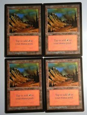 4x Mountain (C) - NM/EX - Beta Edition - SPARROW MAGIC - mtg