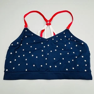 Cacique Bralette Bra 18/20 Blue Stars Unlined Cup Wire Free Strappy Adjustable - Picture 1 of 7