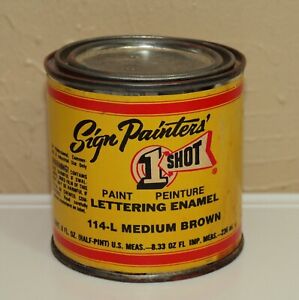 Vintage SIGN PAINTERS 1 SHOT Lettering Enamel 8 oz 114-L Medium Brown
