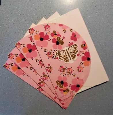 Fancy Flower & Dot Grid Tri Fold Envelopes w/ 3D Butterfly Closure - Pkg. of 4 - Image 1 of 4