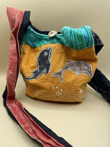 Bandolera Hippie BOHO Nepal PEQUEÑA Algodón DOLPHINS Bolso Cartera - Imagen 1 de 13