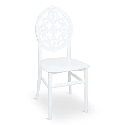 Sedia Venus in plastica polipropilene bianco con schienale decorato impilabile - Immagine 1 di 4