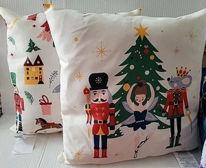 2 DECOR Square pillows. Nut Cracker. Cream Multicolor 16 X 16 - Picture 1 of 6