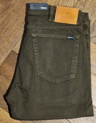 Pantalones de mezclilla Paul Smith ajuste cónico 'orgánicos vintage elásticos' verde oscuro 30R Foto 1 de 2
