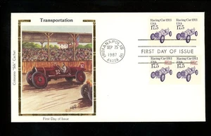 US FDC #2262+2262a Colorano 1987 IN Racing Car Marmon Wasp Precancel Combo - Picture 1 of 2