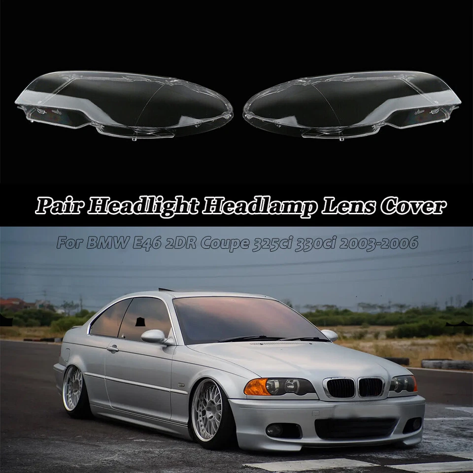 Крышка объектива фары головного света для 2003-2006 BMW E46 2DR Coupe 325ci 330ci LH+RH - Изображение 1 из 4