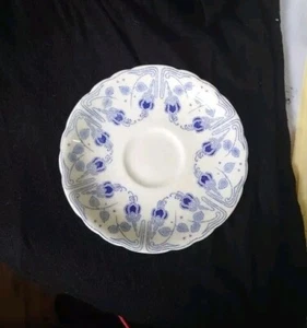 Antike Royal Doulton Fuschia Untertasse blau & weiß Jugendstil schwer zu finden - Bild 1 von 2