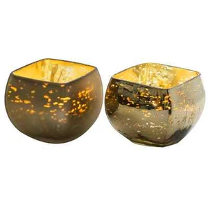 Windlicht Glas Gold Bronze 2er Set glänzend/matt Teelichthalter Dekoration - Bild 1 von 3
