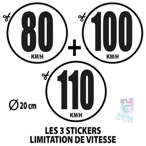 80-100-110 - 3 LIMITATIONS VITESSE BUS TRACTEUR POIDS LOURD ADHÉSIF - STICKERS - Picture 1 of 1