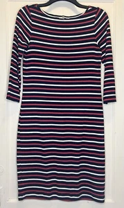 GAP Medium Navy White Red Striped Boat Neck Knit 3/4 Sleeve Women’s Dress NWT - Picture 1 of 9