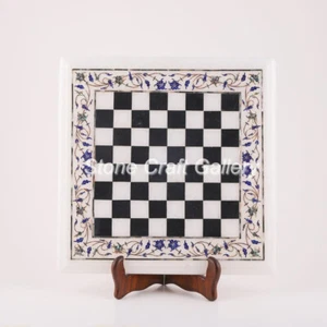 15" Marble Chess Table Semi Precious stones Floral lapis Inlay Handmade - Picture 1 of 1