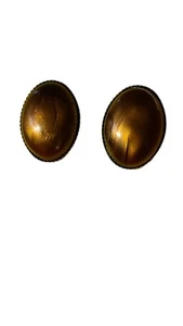 Vintage Marbled Brown Swirl Oval Stud Earrings Resin - Picture 1 of 3