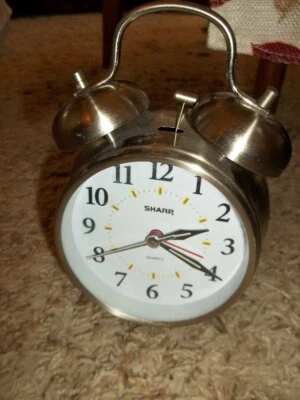 Silver SHARP Bell Alarm Clock Battery Operated - Image 1 of 2