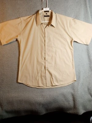 Camisa con botones de manga corta Mario Masotti Italia Nueva York para hombre, tostada, talla 18 Foto 1 de 4