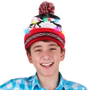 10LED Light Up Boy Girl Adult Beanie Knit Hat Cap Christmas Family 6 Year+ - Picture 1 of 12