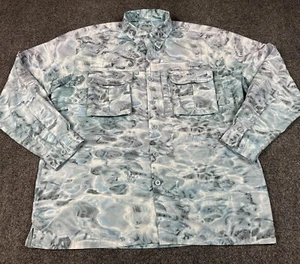 Aqua Design Fishing Shirt Men’s Large Vented Tie Dye Pockets Long Sleeve Wavy - Picture 1 of 12