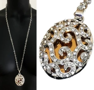 Set XXL Lang Kette + Anhänger Oval Kette Halskette Strass Bling Bling 180 - Bild 1 von 4
