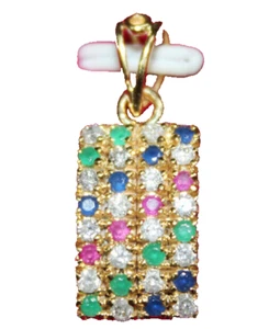 0.50ct Natural natural Diamond 14K Yellow Gold Emerald Sapphire Ruby Pendant - Picture 1 of 9