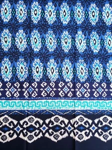 Michael Miller Fabric Yasmin Blue Ikat Border 1 Yard x 44" CX5541 - Picture 1 of 6