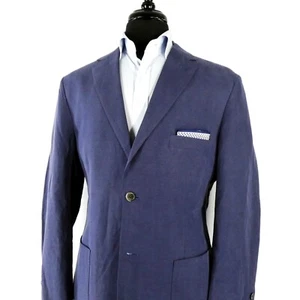Crittenden Harrod's Jacket 44R SOFT Structured Silk Linen Blue Patch Pocket - Picture 1 of 15