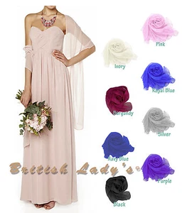 Chiffon Braut Brautjungfer Hochzeit/Abiball Schal/Stahl/Wrap/Bolero/Sash/ - Bild 1 von 12