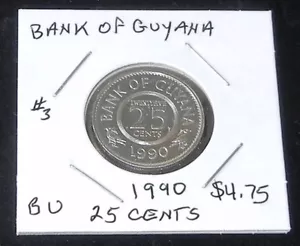 BEAUTIFUL EXCELLENT CONDITION ~ 1990 Guyana 25 Cents - Picture 1 of 2