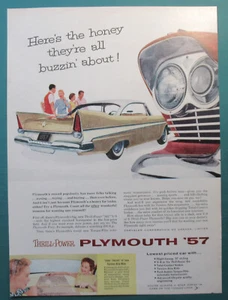 1957 Canadian Plymouth print ad Desert Gold / white Belvedere 2-door Hardtop - Picture 1 of 1