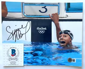 SIMONE MANUEL SIGNED 8X10 PHOTO 2016 2024 OLYMPICS SWIMMING USA PARIS RIO BAS b - Picture 1 of 2
