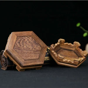 1X Annatto Hexagonal Madera Exhibición Soporte Pedestal Talla Incienso Quemador Base Decoración - Imagen 1 de 16