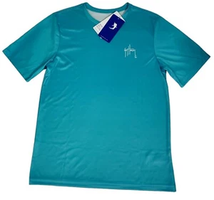 Guy Harvey Boys Size Large Shirt Fishing Boating Swim Teal Fish Short Sleeve New - Picture 1 of 3