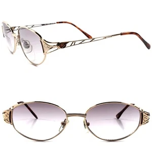 Designer Fashion Oval Tinted Lens Gold Womens Bifocal 1.25 Reading Sun Glasses - Picture 1 of 4