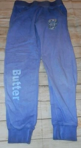 BUTTER Sz M Blue Red Gold White Black Rhinestone Hot Chocolate Sweatpants - Picture 1 of 3