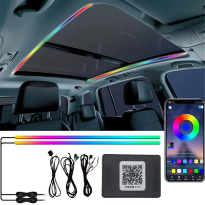 2Pcs Car Interior Roof LED Ambient Light Bluetooth APP Control Atmosphere Lamp - Image 1 of 4