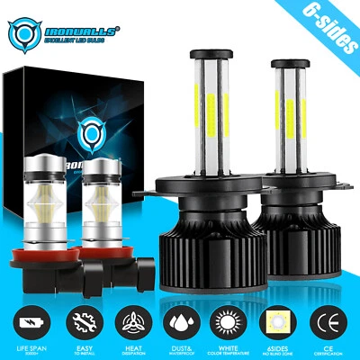 Faro LED de 6 lados haz alto/bajo + luz antiniebla 6500 k 4x para Nissan Versa 2007-2018 Foto 1 de 4