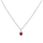 Sterling Silver Siam Red Heart Crystal Necklace 14 - 22 Inches