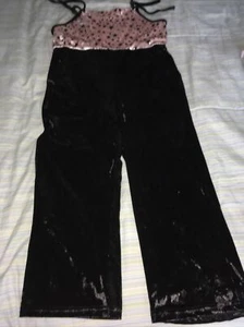 jumpsuit girls Sz 14 black bottoms top White With Stars - Picture 1 of 8