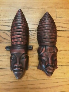 Vintage Chalkware Man & Woman Wall Plaques  - Picture 1 of 4