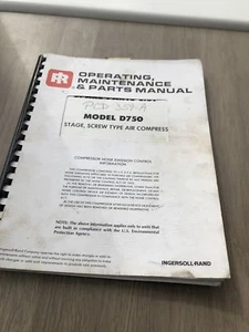 COMPRESOR DE AIRE PORTÁTIL INGERSOLL RAND D750 PIEZAS DE MANTENIMIENTO MANUAL - Imagen 1 de 5