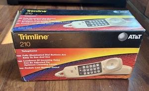 AT&T Trimline Telephone 210 Corded Wall Desk Phone Ivory Beige Illuminated NEW - Picture 1 of 8