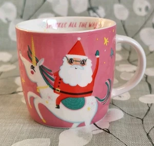 Santa Einhorn Weihnachten "Sparkle All The Way" Kinder Mädchen Tasse Keramik 3" - Bild 1 von 9