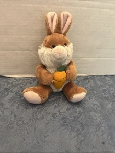 2014 Hug & Luv Brown Bunny Rabbit Holding a Carrot Plush Stuffed Animal Toy - Picture 1 of 9