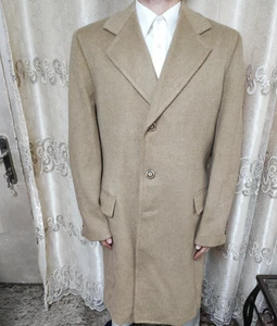 1950s vintage C. Paluzzi bespoke wool camel hair classic beige over coat 42L - Picture 1 of 14