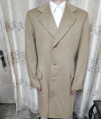 1950s vintage C. Paluzzi bespoke wool camel hair classic beige over coat 42L - Image 1 of 4